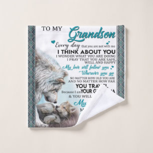 Personalized Letter To My Grandson, Love Grandson Wash Cloth