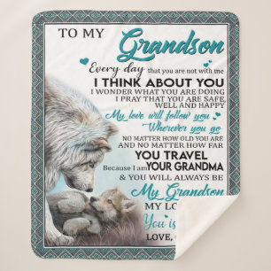 Personalized Letter To My Grandson Sherpa Blanket