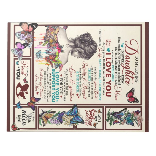 Personalized Letter To My Loving Daughter Notepad (Front)