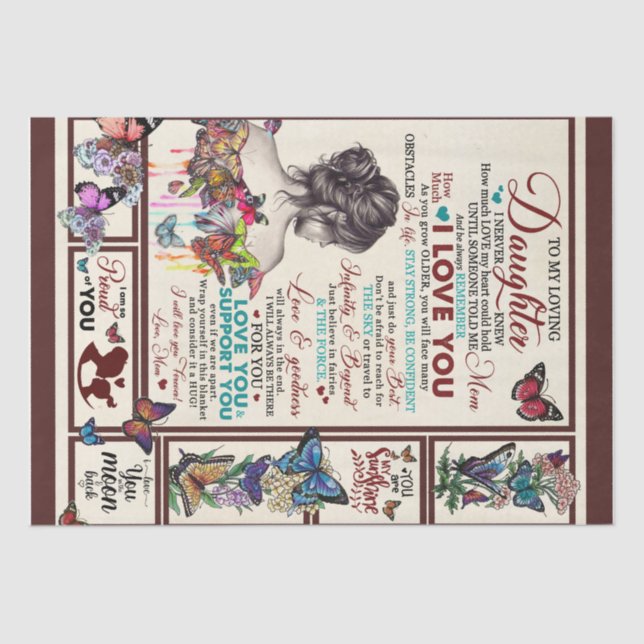 Personalized Letter To My Loving Daughter Tissue Paper (Front)