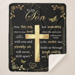 Personalized Letter To My Son Beautiful Butterfly Sherpa Blanket