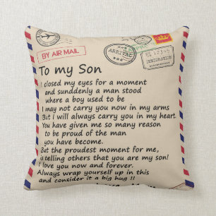 Personalized Letter To My Son From Mom, Air Mail Throw Pillow