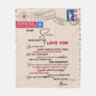 Personalized Letter To My Son From Mom Fleece Blanket