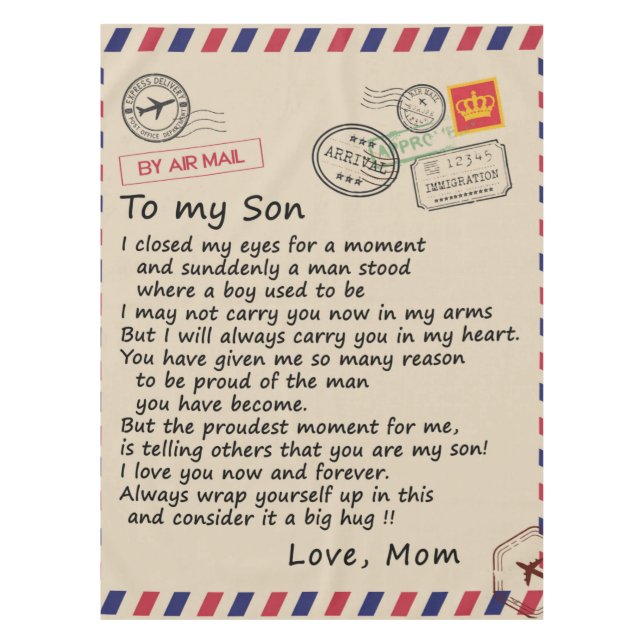 Personalized Letter To My Son From Mom Tablecloth (Front)