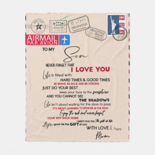 Personalized Letter To My Son, Idea Son Birthday Fleece Blanket