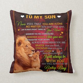 Personalized Letter To My Son Love From Dad Lion Throw Pillow
