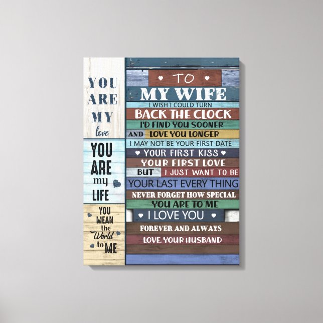 Personalized Letter To My Wife, Canvas Print (Front)