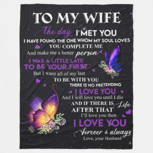 Personalized Letter To My Wife, Couple Valentine Fleece Blanket