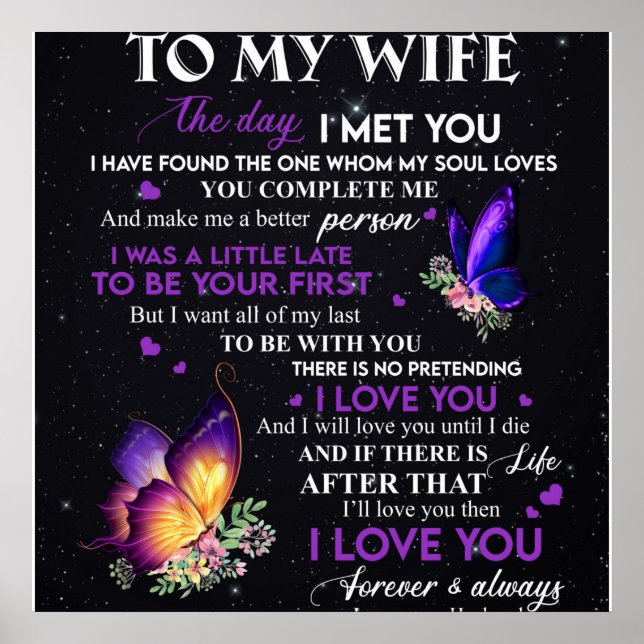 Personalized Letter To My Wife, Couple Valentine Poster (Front)