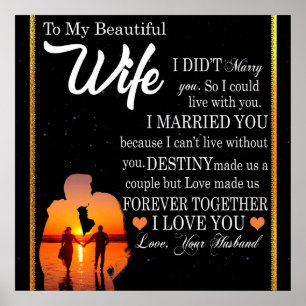 Personalized Letter To My Wife, Couple Valentine Poster