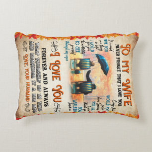 Personalized Letter To My Wife Love From Husband B Accent Pillow