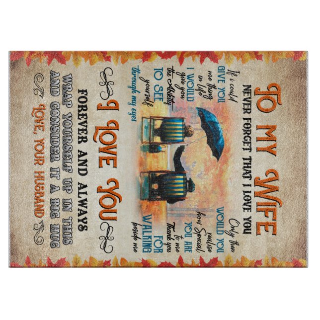 Personalized Letter To My Wife Love From Husband B Cutting Board (Front)