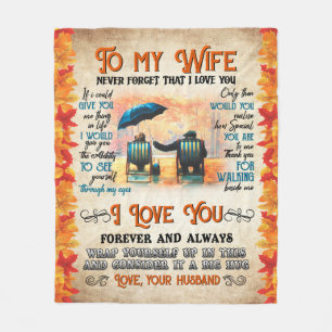 Personalized Letter To My Wife Love From Husband B Fleece Blanket