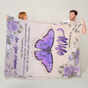 Personalized Letter To My Wife Love From Husband B Fleece Blanket