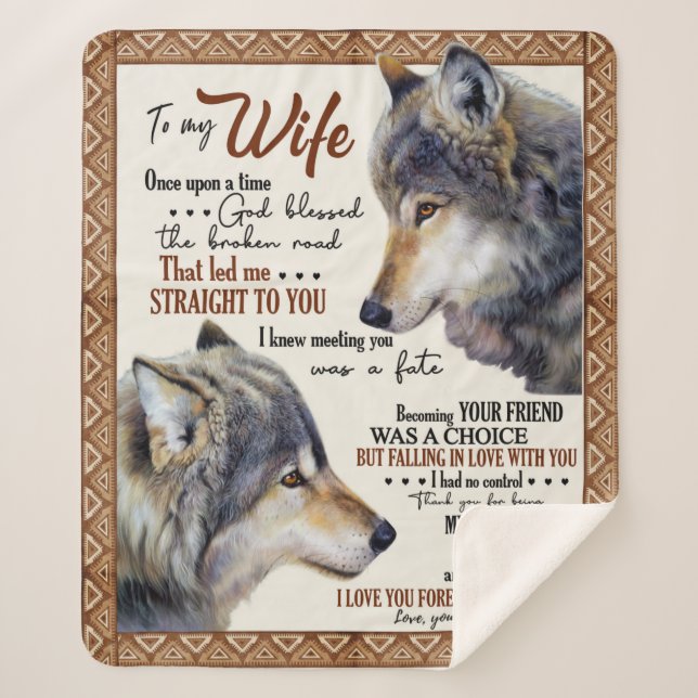 Personalized Letter To My Wife Love From Husband B Sherpa Blanket (Front)