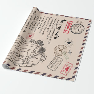 Personalized Letter To My Wife, Wife Birthday Gift Wrapping Paper