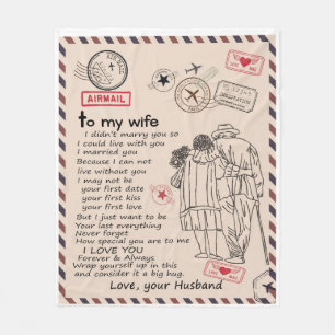 Personalized Letter To My Wife, Wife Fleece Blanket