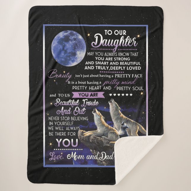Personalized Letter To Our Daughter Mom And Dad Sherpa Blanket (Front)
