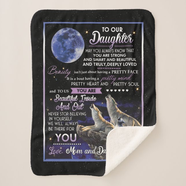Personalized Letter To Our Daughter Mom And Dad Sherpa Blanket (Front)