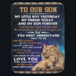 Personalized Letter To Our Son | Son Birthday Gift Baby Blanket<br><div class="desc">Personalized Letter To Our Son,  Son Birthday Gift,  Christmas Warm Blanket,  Love To Our Son,  Idea Xmas Gift,  Lion Family Fleece Blanket</div>