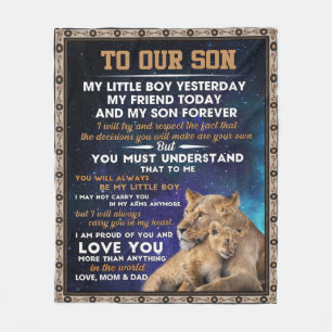 Personalized Letter To Our Son, Son Birthday Gift Fleece Blanket
