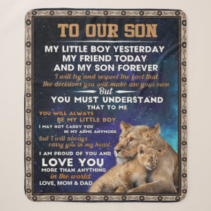 Personalized Letter To Our Son, Son Birthday Gift Sherpa Blanket