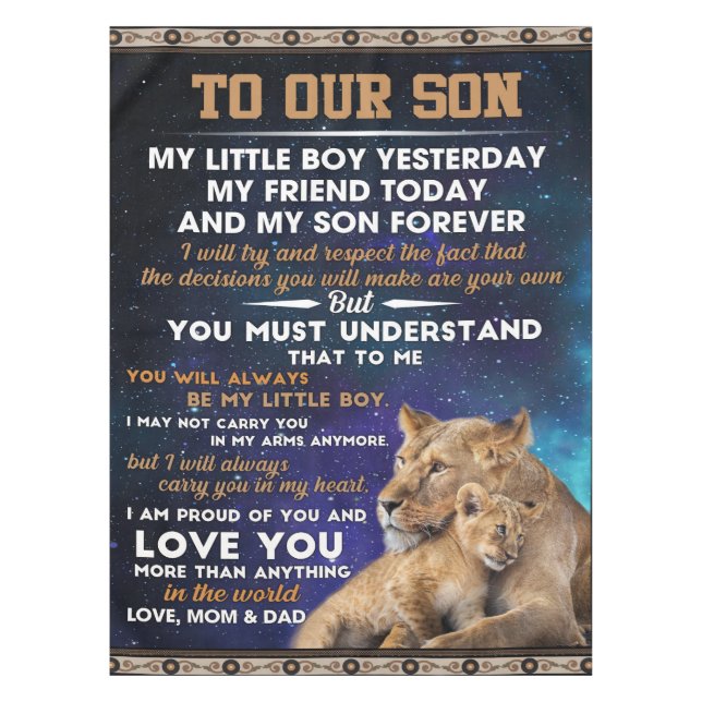 Personalized Letter To Our Son Tablecloth (Front)