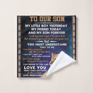 Personalized Letter To Our Son Wash Cloth