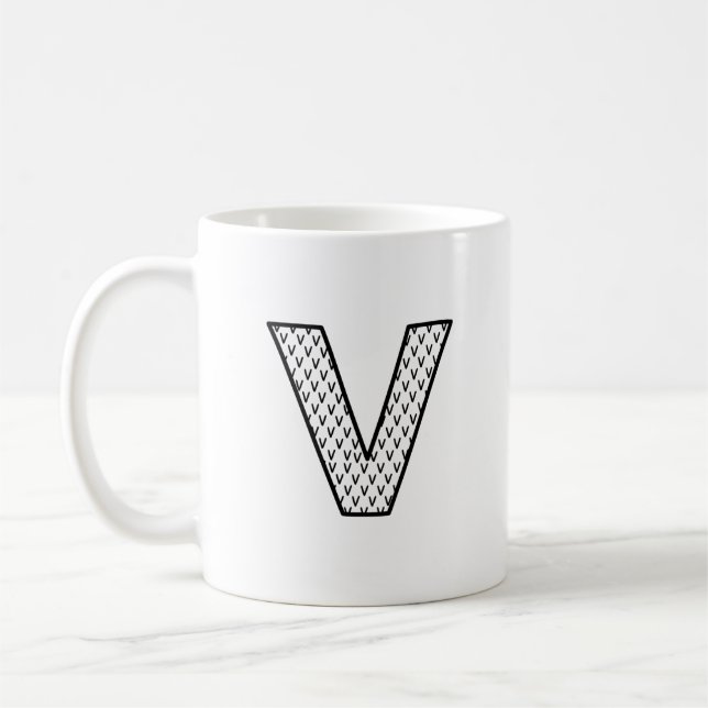 Personalized Letter V Ceramic Monogram Mug (Gauche)