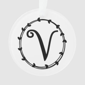 Personalized Letter V Christmas Ornament