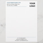 Personalized Letterhead with Your Logo Text Info<br><div class="desc">Custom Colours and Font - Simple Personalized Black White Business Office Letterhead with Your Logo - Add Your Logo - Image / Business Name - Company / Address - Contact Information - Resize and move or remove and add elements / image and text with customization tool. Choose your text /...</div>