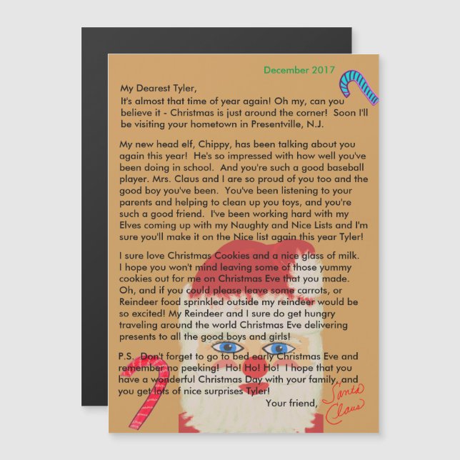 Personalized Letters from Santa Magnetic (Front/Back)