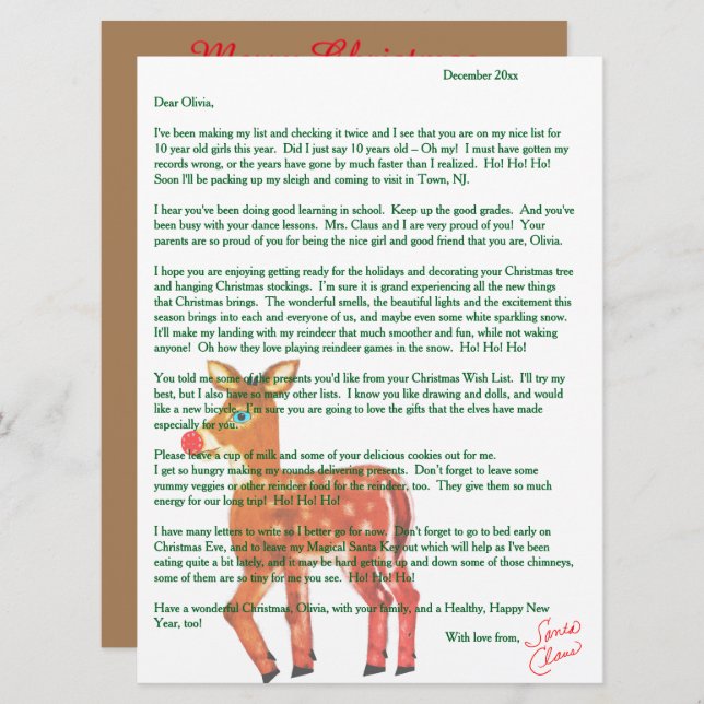 Personalized Letters from Santa Reindeer Holiday Card (Front/Back)