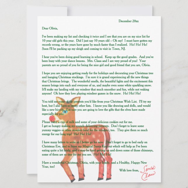 Personalized Letters from Santa Reindeer Holiday Card (Front)
