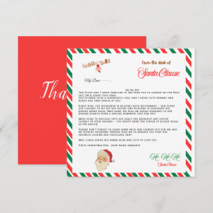 Personalized LetterSantaClausEnvelope Liner Thank You Card