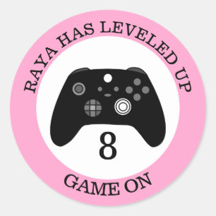 Personalized Level Up Gaming Themed Birthday   Classic Round Sticker