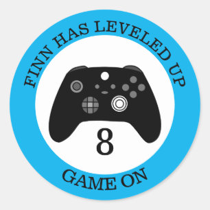 Personalized Level Up Gaming Themed Birthday Classic Round Sticker