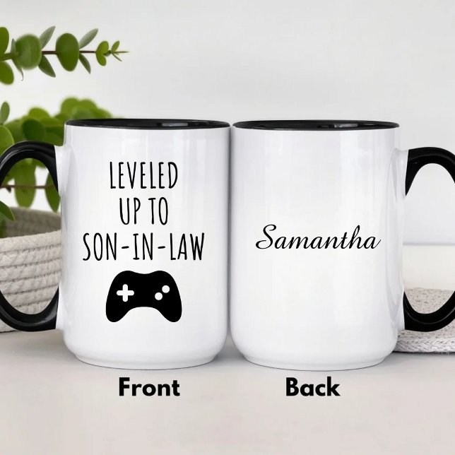 Personalized levelled Up To Son In Law Mug (Creator Uploaded)