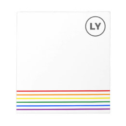 Personalized LGBTQ Initials Pride Rainbow Stripes Notepad