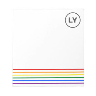 Personalized LGBTQ Initials Pride Rainbow Stripes Notepad