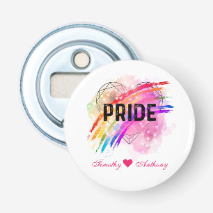 Personalized LGBTQ Pride Rainbow Colour Heart Bottle Opener