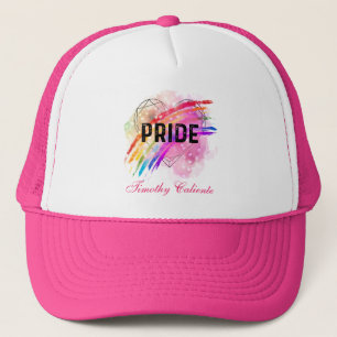 Personalized LGBTQ Pride Rainbow Colour Heart Pink Trucker Hat