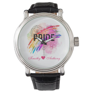 Personalized LGBTQ Pride Rainbow Colour Heart Watch