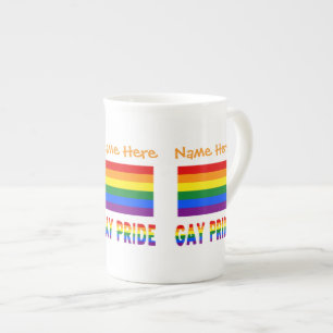 Personalized LGBTQ Rainbow Gay Pride Flag Bone China Mug