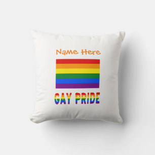 Personalized LGBTQ Rainbow Gay Pride Flag Throw Pillow