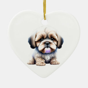 Personalized Lhasa Apso Puppy Ceramic Ornament