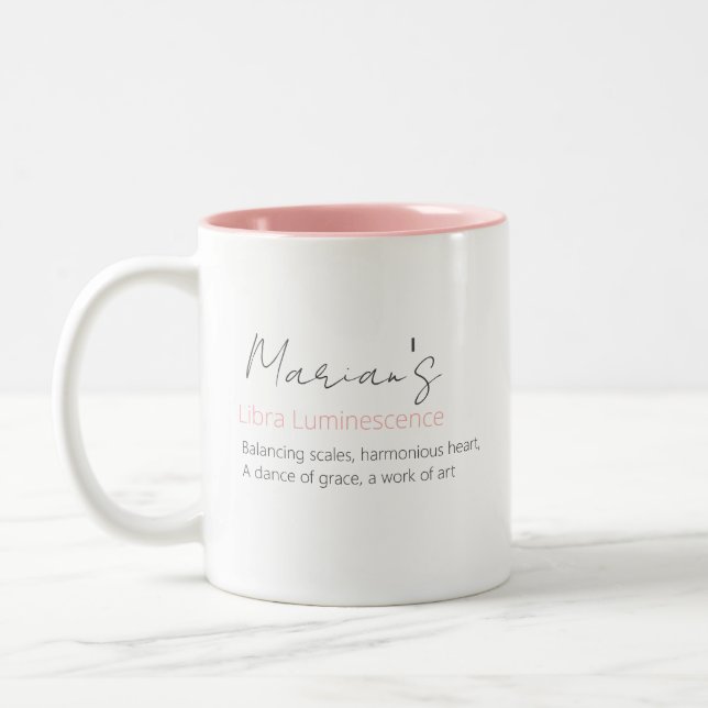Personalized Libra Luminescence Zodiac Sign Two-Tone Coffee Mug (Left)