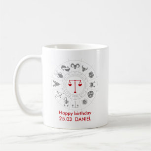 Personalized Libra Zodiac Birthday Gift Coffee Mug