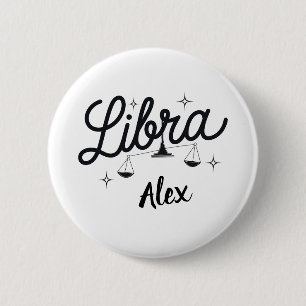 Personalized Libra Zodiac Sign Art 2 Inch Round Button