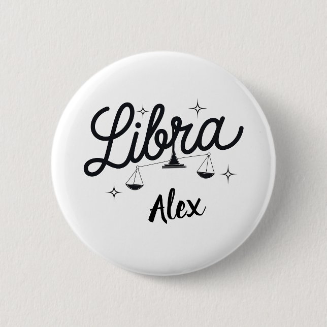 Personalized Libra Zodiac Sign Art  2 Inch Round Button (Front)
